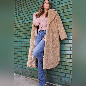 Express Belted Faux Fur Trench Coat